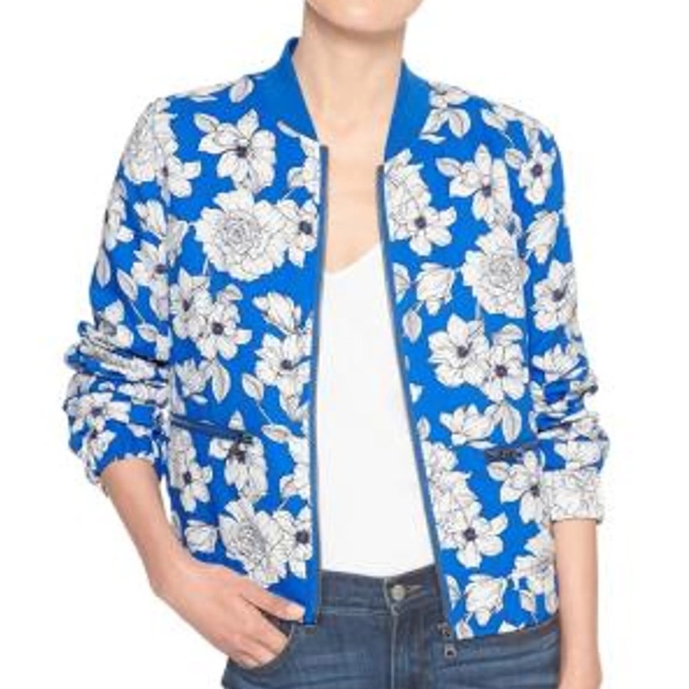 Banana Republic - Floral Bomber Jacket with Zip Pockets (M)